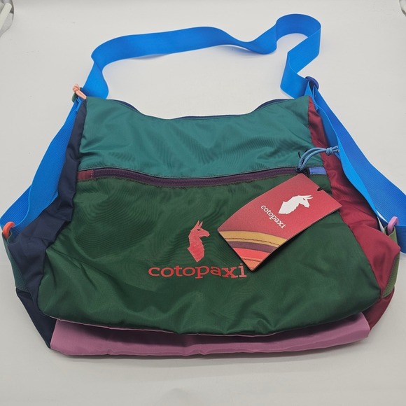 cotopaxi Handbags - NWT Cotopaxi Taal 16 L Convertible Tote Del Dia Green maroon Bright Blue strap